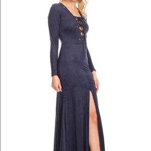 Faux suede maxi dress